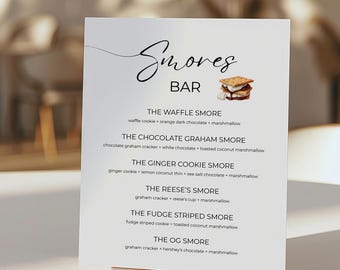 Customizable S'mores Bar Sign: Wedding, Shower, Party Decor (Digital Download)
