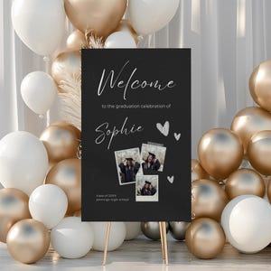 Graduation Party Welcome Sign Template, Photo Graduation Welcome Poster, Modern Minimalist Graduation Welcome, Editable Template, GRAD01