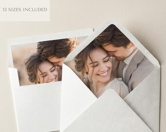 Wedding Envelope Liner Template 13 Sizes | A7 & A6 Euro + Square Flap | DIY Printable Canva Envelope Insert | Editable Digital Download