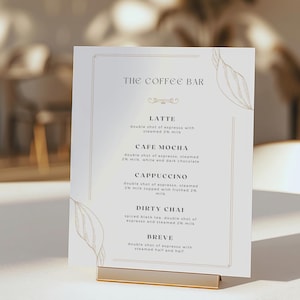 Letrero personalizable para cafetería, accesorios para cafetería, menú para bodas, despedidas de soltera, cumpleaños y baby shower, letrero para menú de bar