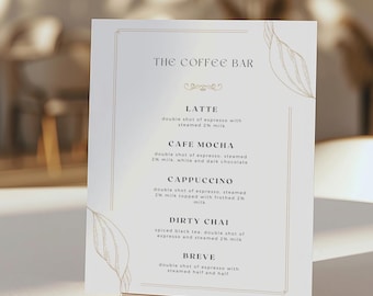 Customizable Coffee Bar Sign, Coffee Bar Accessories, Coffee Bar Menu For Wedding, Bridal Shower, Birthday & Baby Shower, Bar Menu Sign