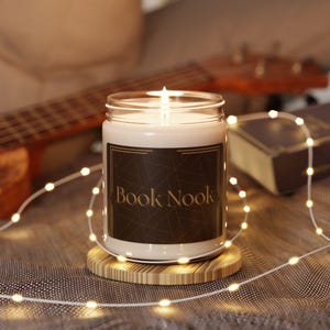 Book Nook Scented Cinnamon Vanilla Candle, Cozy Home Decor, Bookish Merch, Gifts for Book Lovers, Relaxing Candle, Reading Nook Accessories