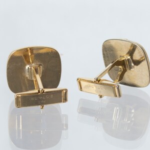 Vintage gold and silver Morse Code cuff links, mid-century 1950s rounded square, toggle back, great gift image 3