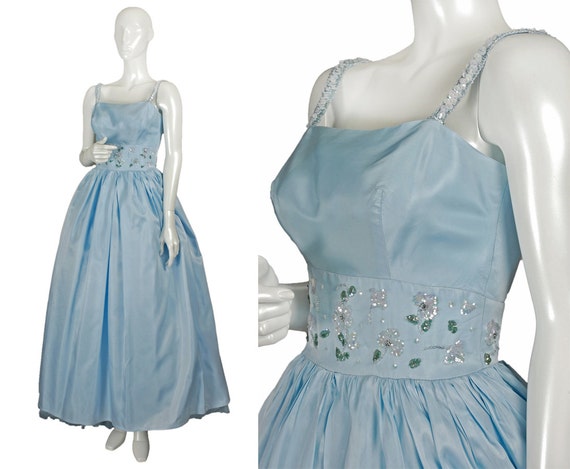 powder blue silk dress