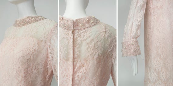 Vintage pink A-line bead collar and cuff dress, 1… - image 4