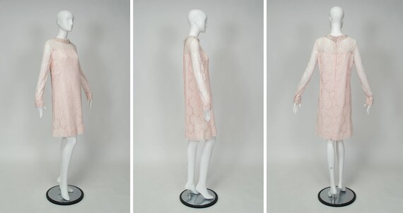 Vintage pink A-line bead collar and cuff dress, 1… - image 2