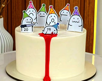 Lustiges Blumen-Geburtstags-PNG-Bundle, Meme-Kuchenaufsätze, Partydekorationen (Digitaler Download)