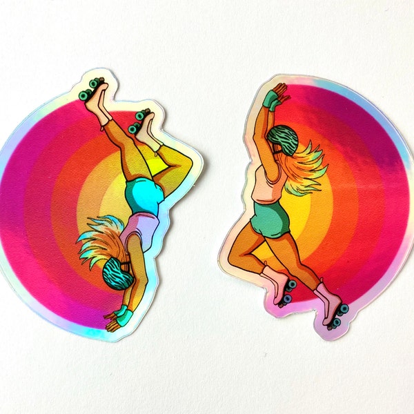Rainbow Roller Skater - Holographic Sticker