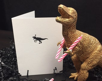 Birthday T-Rex Card - A2 sized Letterpressed Blank Greeting Card