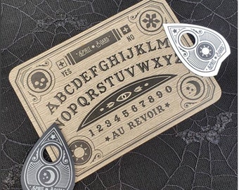 Mini Spirit Board - Letterpressed Ouija Board 5x7" - Travel Sized - Goth Home Decor - Halloween Decor