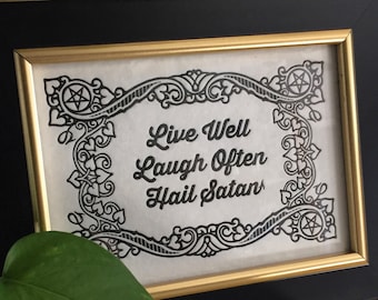 Hail Satan Art Print - Letterpressed Print Wall Art - 5x7" or 8x10" - Goth Home Decor - Halloween Decor