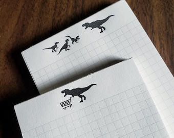 Dinosaur Notepads - Letterpress Notepad - Grocery Shopping List