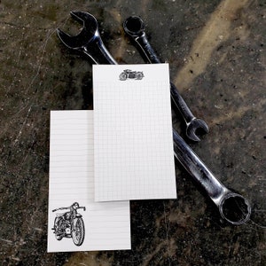 Bloc-notes de moto - Bloc-notes typographique - Liste de courses - Cadeaux pour lui - Cadeaux pour papa - Motard - Fête des pères