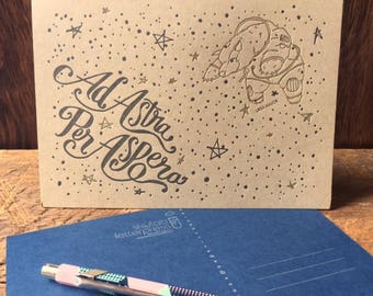 Ad Astra Postcard - 5x7" Letterpressed Postcard Print