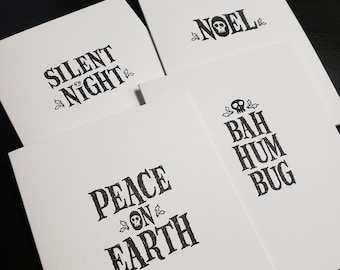 Twisted Christmas Holiday Cards - A2 sized Letterpress Printed Greeting Cards - Blank Inside