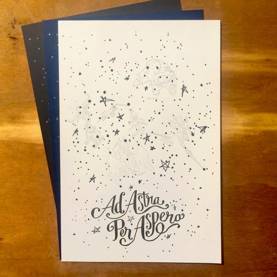 Ad Astra Per Aspera Letterpress Poster Etsy