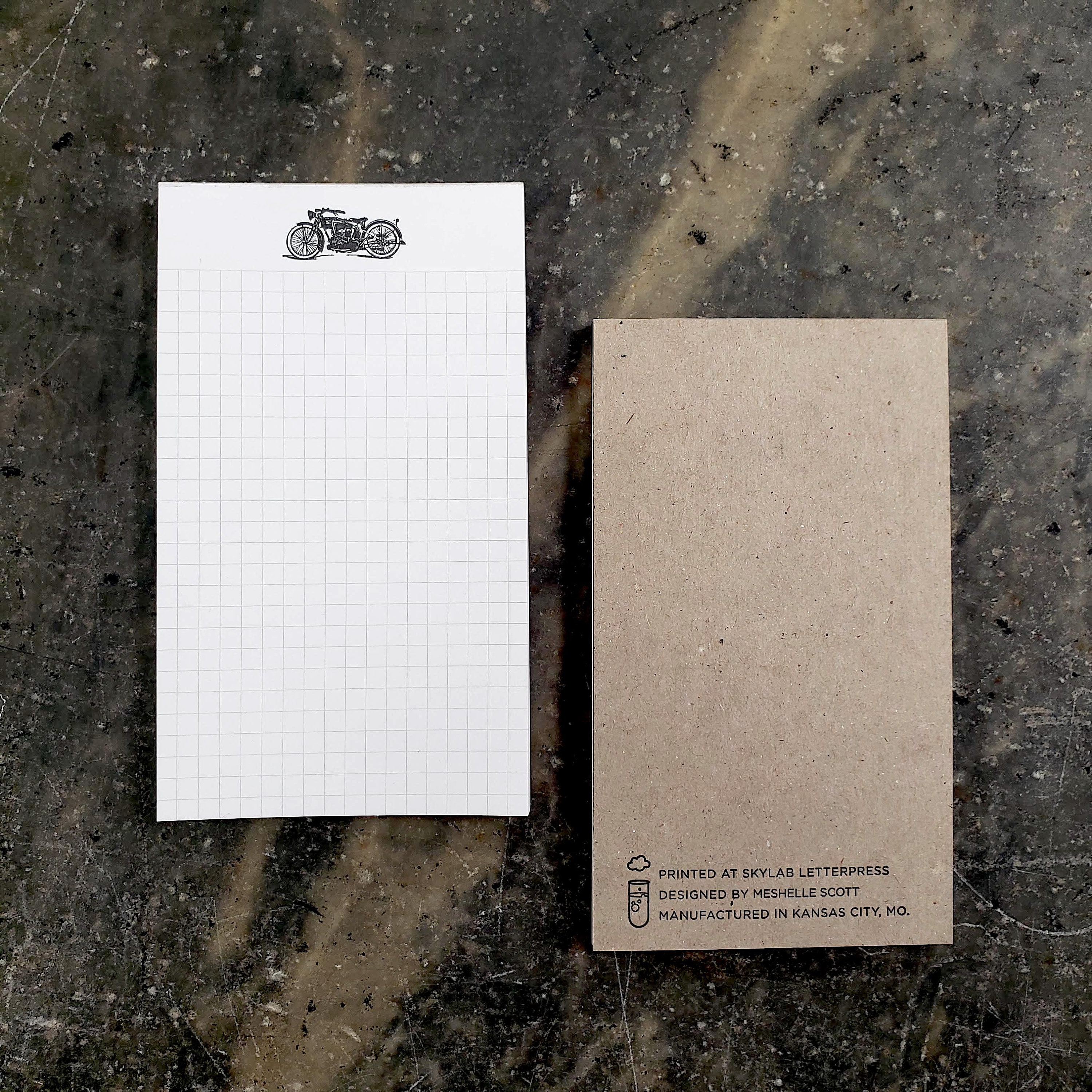 Motorcycle Note Pads Letterpress Notepad Grocery Shopping | Etsy