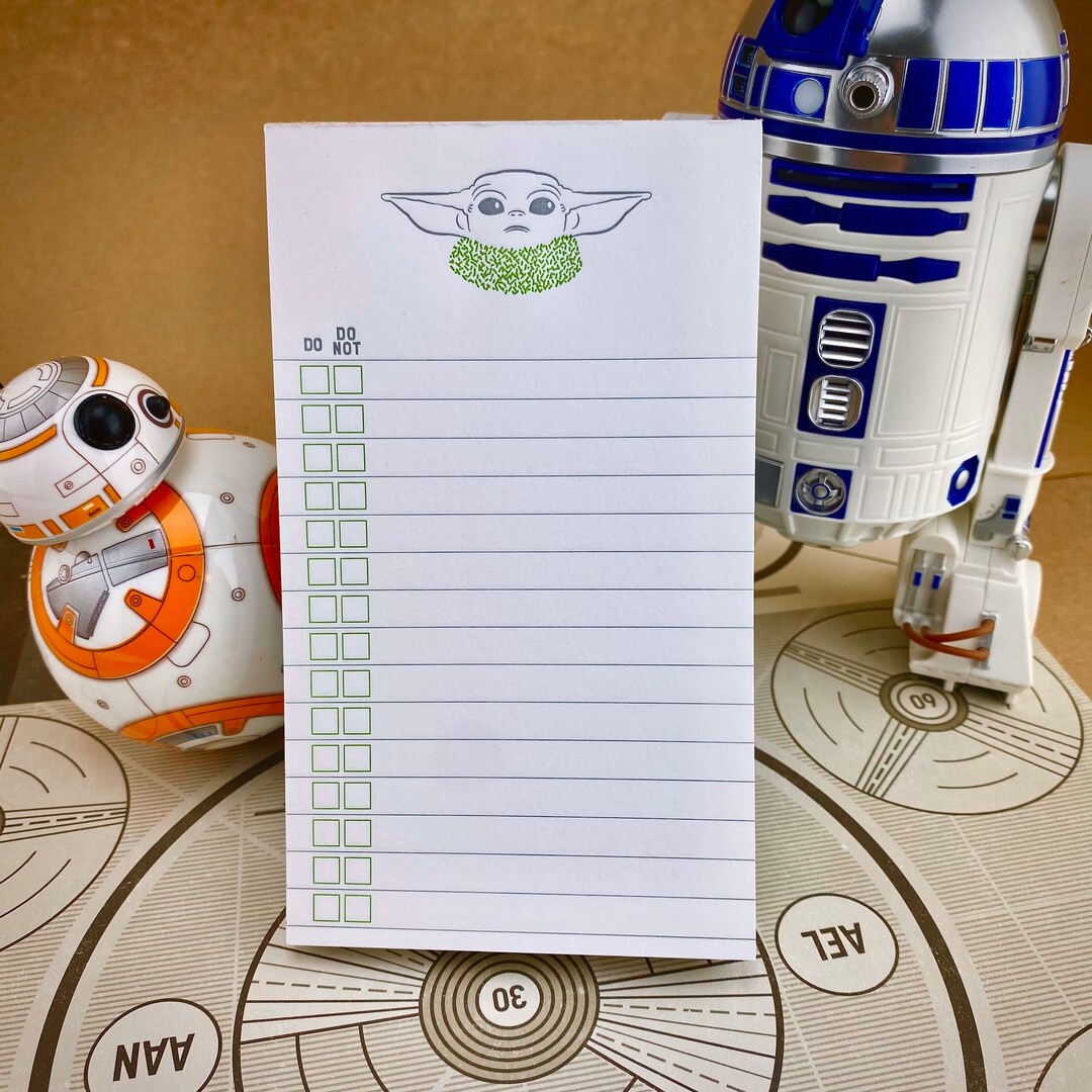 Do, or Do Not Baby Yoda Notepad Letterpressed Notepad Star Wars Gift Grocery Shopping List Gifts