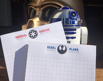 Star Wars Note Pads - Imperial Orders - Rebel Plans - Letterpressed Note Pad - Grocery Shopping List