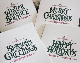 Season's Greetings - Holiday Cards - A2 sized Letterpress Greeting Cards - Blank Inside