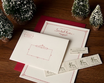 Santa Stationery Kit - Letter From Santa - 5 pack Letterpressed Stationery - Letter from the North Pole