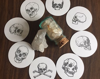 Skull Letterpressed Coasters - Variety 8 pack