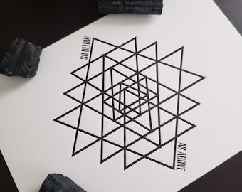 As Above, So Below Art Print - Letterpressed Print Wall Art 5x7" - Goth Home Decor - Sacred Geometry