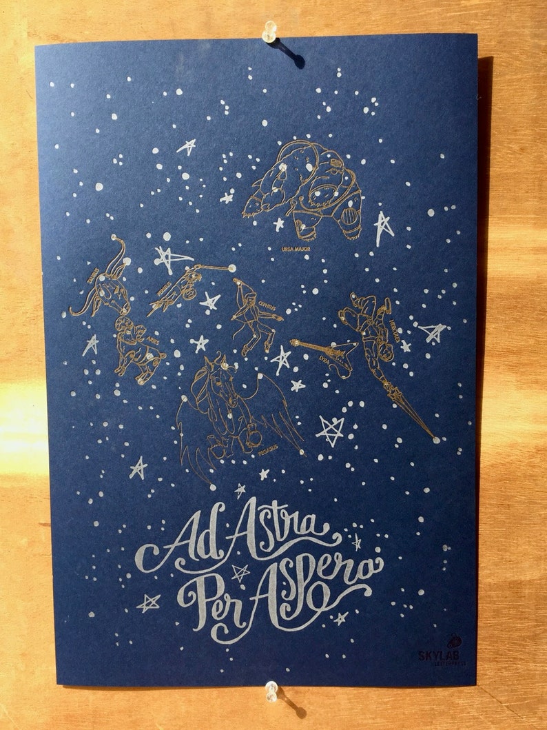Ad Astra Per Aspera Letterpress Poster | Etsy