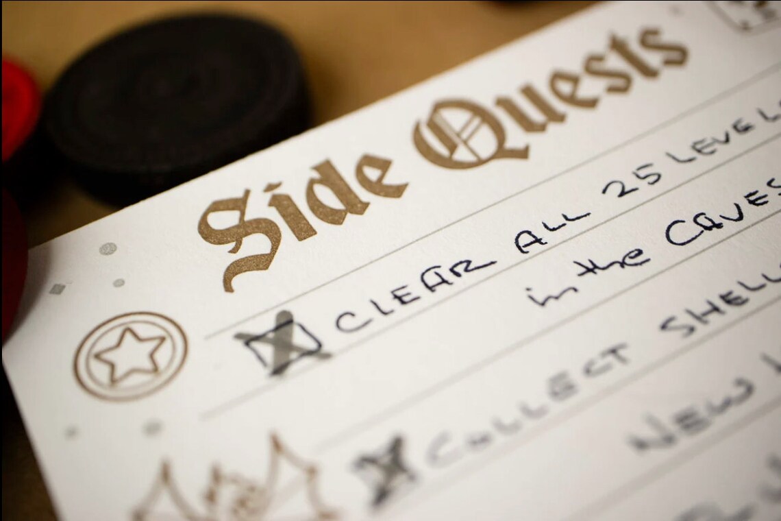 Side Quest Note Pad - Gamer - Letterpress Printed Note Pad - Grocery ...