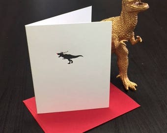 X-Mas T-Rex Holiday Card - A2 sized Letterpressed Blank Card