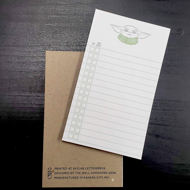 Do or Do Not Baby Yoda Notepad Letterpressed Notepad Etsy