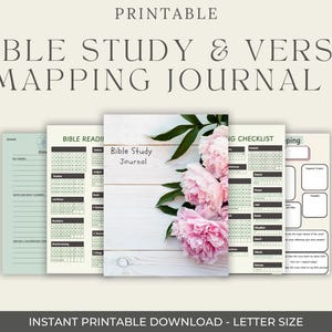 Diario de estudio bíblico • Diario de oración • Mapeo de versículos • Descarga instantánea • Imprimible • Tamaño carta