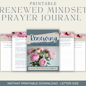 May include: Printable 30-day devotional journal with a pink floral design and the text "Renewing Your Mind for Success".
