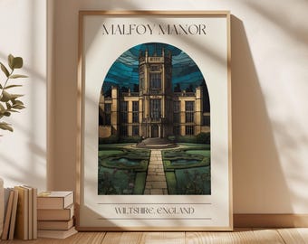 Malfoy Manor Print Digital Download Wizard World Draco Malfoy Manacled Bookish Wall Art Stained Glass Print Book Print Booktok