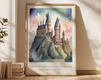 Wizard School Print Digital Download Wizard World Bookish Wall Art Watercolour Print Book Print Booktok
