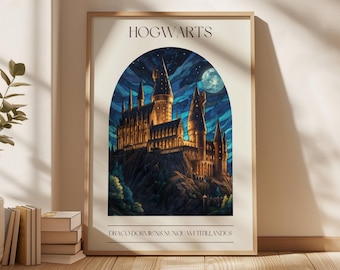 Wizard School Print Digital Download Wizard World Bookish Wall Art Stained Glass Print Book Print Booktok