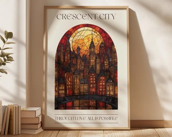 Crescent City Print Digital Download Lunathion Poster Print Bryce Quinlan Book Print Bookish Wall Art Stained Glass Print Booktok SJM