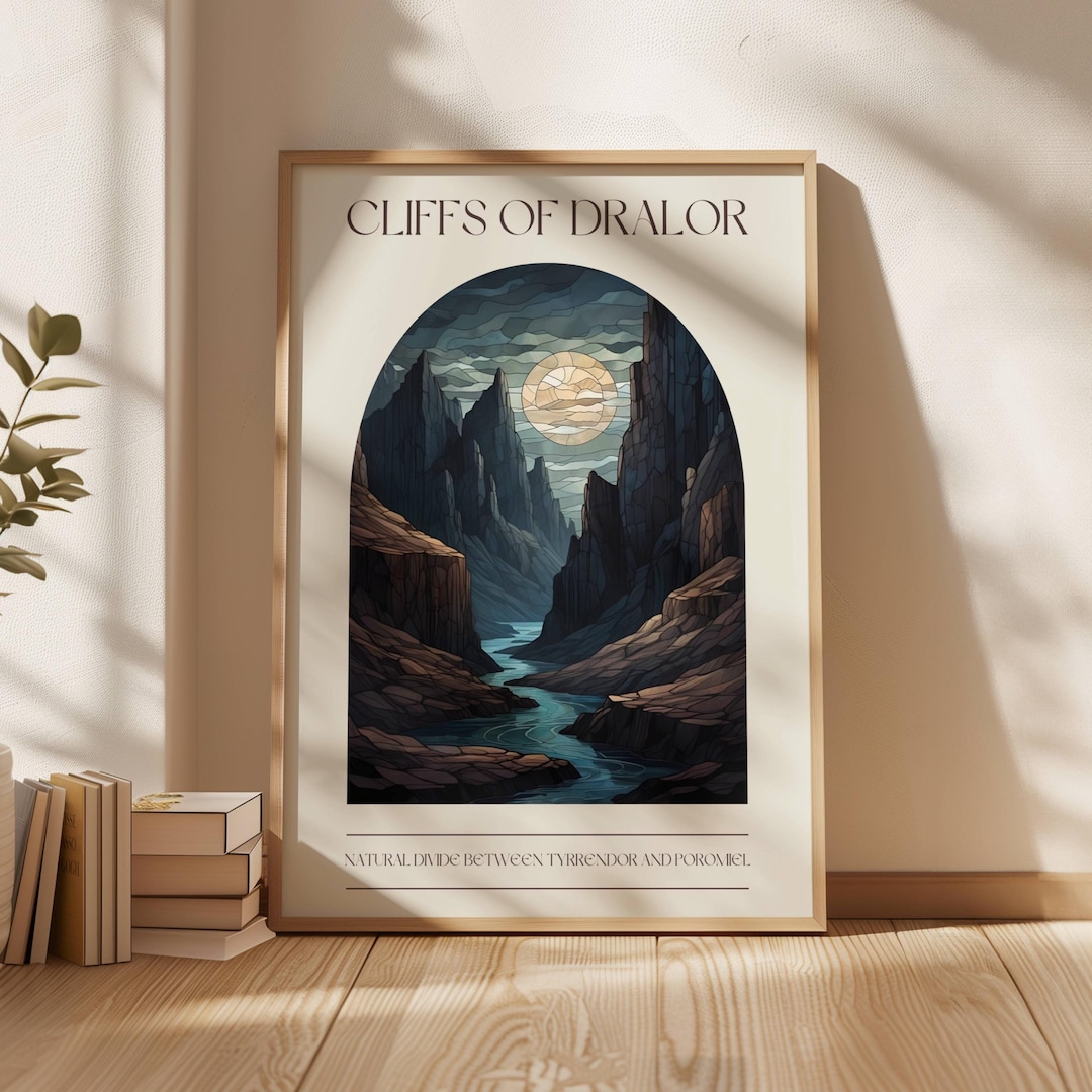 アート・デザイン・音楽 PHAETON BOOK 4 Fourth Wing Cliffs of Dralor Print | Bookish Wall Art (digital