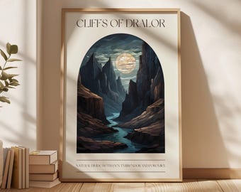Fourth Wing Print Cliffs of Dralor Digital Download Basgiath War College Xaden Riorson Bookish Wall Art Rebecca Yarros
