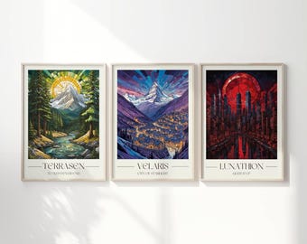 SJM Print Bundle Digital Download Acotar TOG Crescent City Velaris Terrasen Lunathion Print Book Print Bookish Wall Art Booktok
