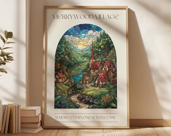 Merrywood Village Print | Once Upon a Broken Heart, Bookish Wall Art (Digital Download)