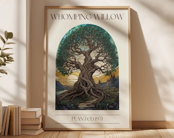 Whomping Willow Print Digital Download Wizard World Bookish Wall Art Stained Glass Print Book Print Booktok
