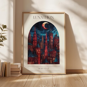 Lunathion Print Digital Download Crescent City Poster Print Light it up Book Print Bookish Wall Art Stained Glass Print Booktok SJM