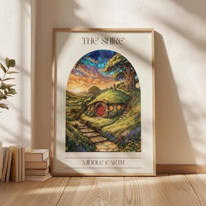 Impressão digital do Condado Download Senhor dos Anéis Impressão Hobbiton Terra Média Impressão Arte de parede de livros Impressão de vitral Booktok Tolkien