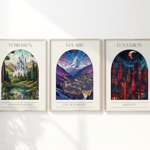 Paquete de impresiones SJM Descarga digital Acotar TOG Crescent City Velaris Terrasen Lunathion Libro de impresiones Impresión Arte mural de libros Booktok