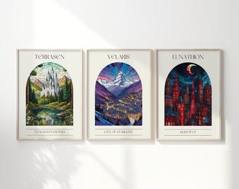 Acotar TOG Crescent City Art Print Bundle: Velaris, Terrasen, Lunathion (Digital Download)