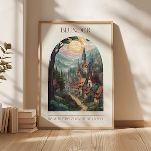 Impression numérique bourde, impression de livre avec une fenêtre sombre Méfiez-vous soyez intelligent soyez gentil le roi berger art mural livresque Booktok Rachel Gillig