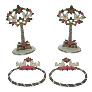 VTG Kuhn Zinn Germany Pewter 2 Place Card Holders 2 Napkin Rings Doves & Roses