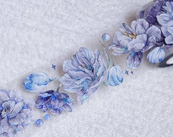 花柄和紙PETテープ｜3D光沢、レインボーリフレクション