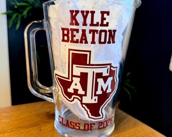 Customized TAMU Aggie Ring Dunk Pitcher, Texas Graduation Gift